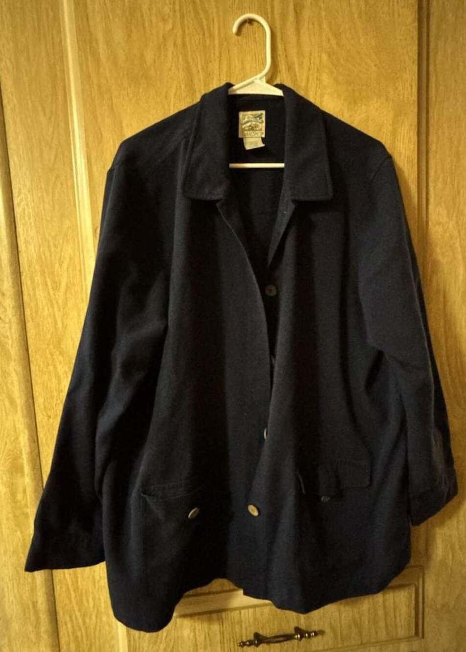 TravelSmith Women's Regular X-Large Navy Blue Button-Up Jacket Coat